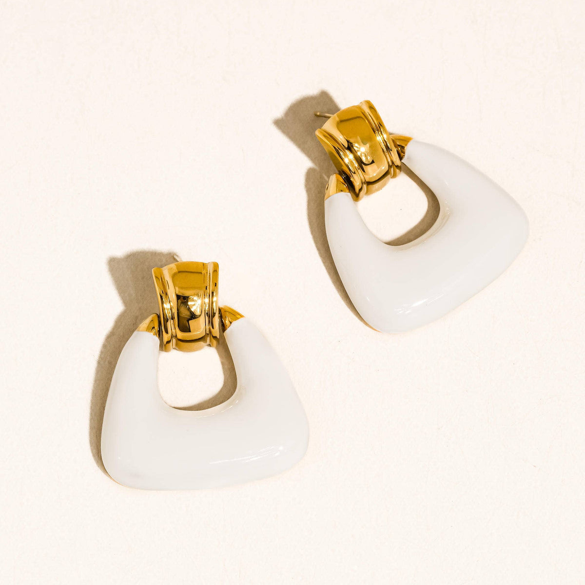 Janelle 18K Gold Non-Tarnish Enamel Geometric Drop Earrings