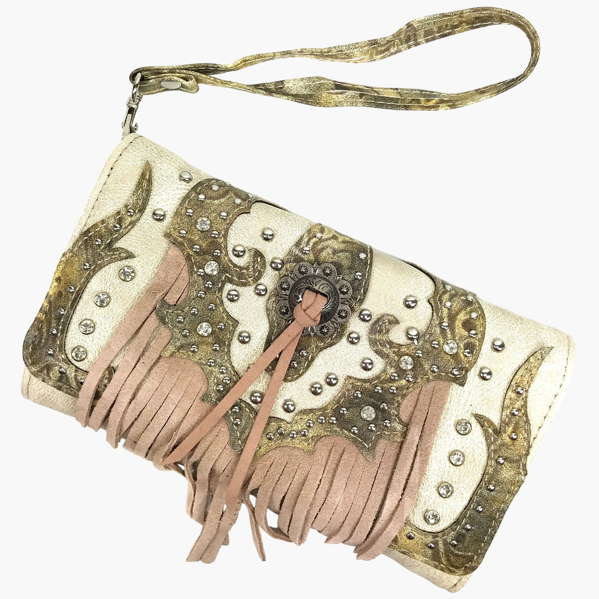 Lace Fringe Trifold Crossbody Wallet