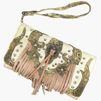 Lace Fringe Trifold Crossbody Wallet