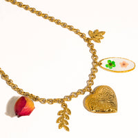 Lantana 18K Gold Non-Tarnish Vintage Locket Charm Necklace