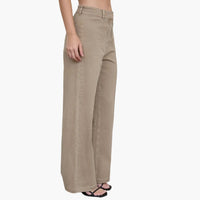 Mocha Front Seam Wide Leg Denim Pants