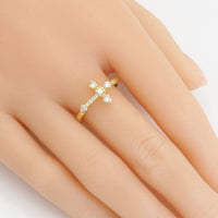 CZ Gold Cross Adjustable Ring