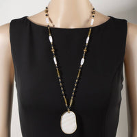Mother Of Pearl Pendant Multi Bead Necklace
