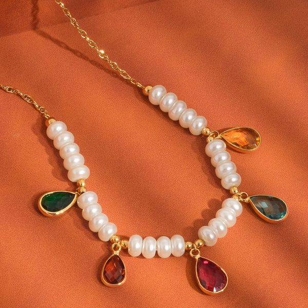 Vœux 18K Gold Stone and Pearl Necklace