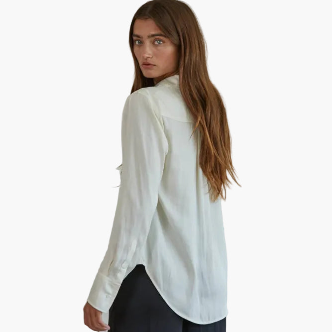 Woven Button Down Long Sleeve Top