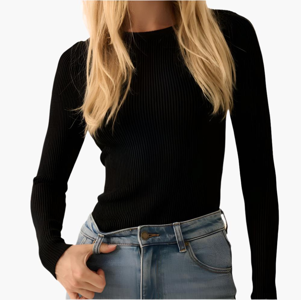 Shaper Fit Long Sleeves Rib-Knit Top