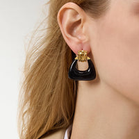 Janelle 18K Gold Non-Tarnish Enamel Geometric Drop Earrings