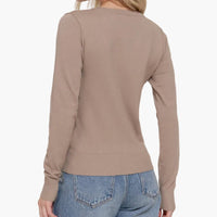 Long Sleeve Round Neck Button Down Sweater Cardigan