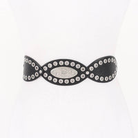 Faux Leather Oval Disc Belt