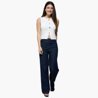 Denim High Waist Front Seam Wide Leg Jeans