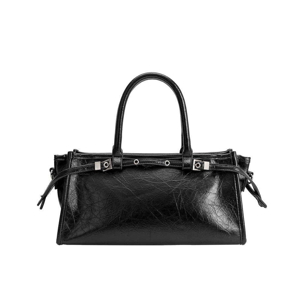 Melie Bianco Rhonda Black Vegan Top Handle Bag