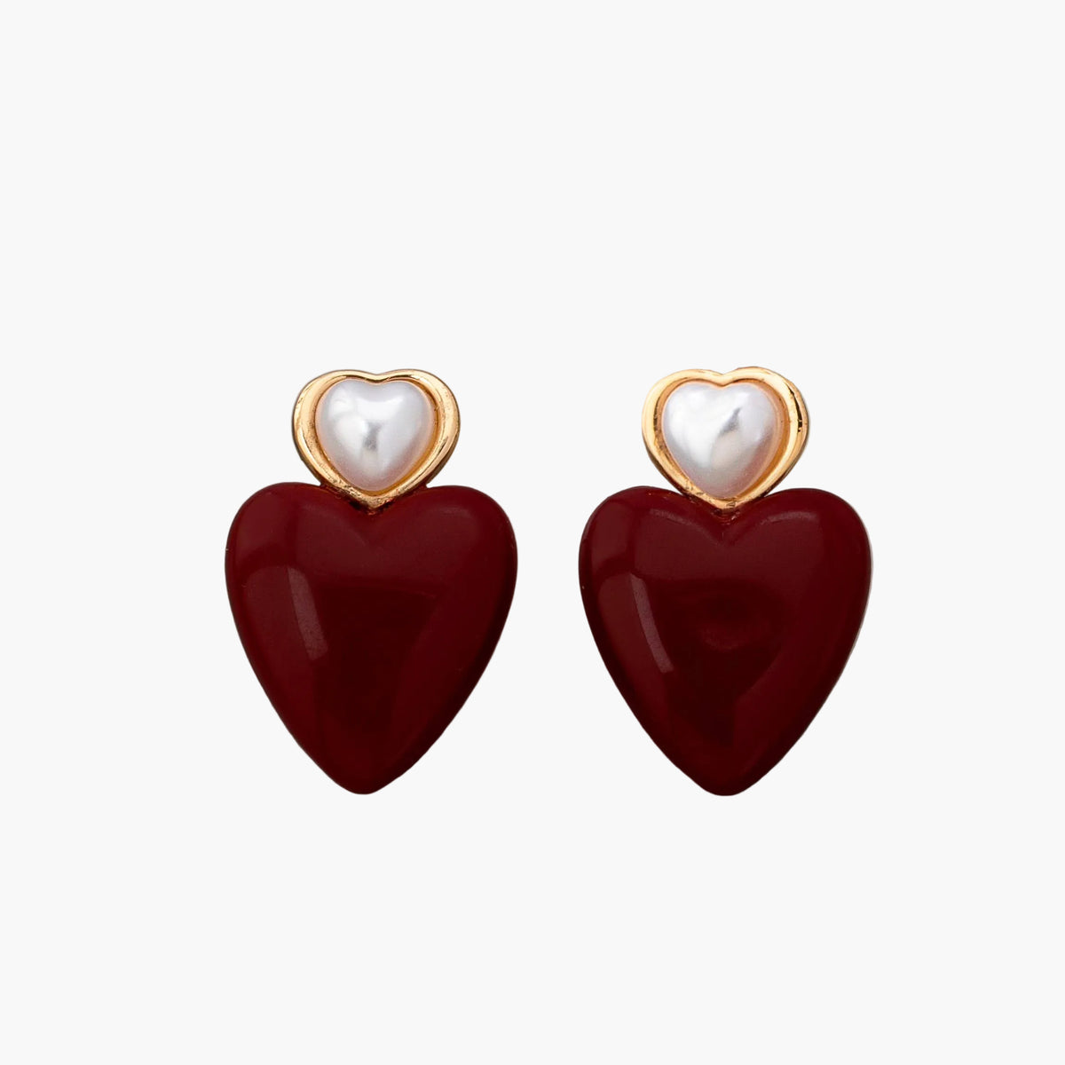 Pearl & Acrylic Heart Drop Earrings