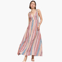 Shoulder Tie Printed Maxi Dress