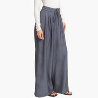 Light Navy Pleated Wide-Leg Pants
