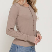 Long Sleeve Round Neck Button Down Sweater Cardigan