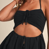 Linen Cutout Pintuck Bra Top