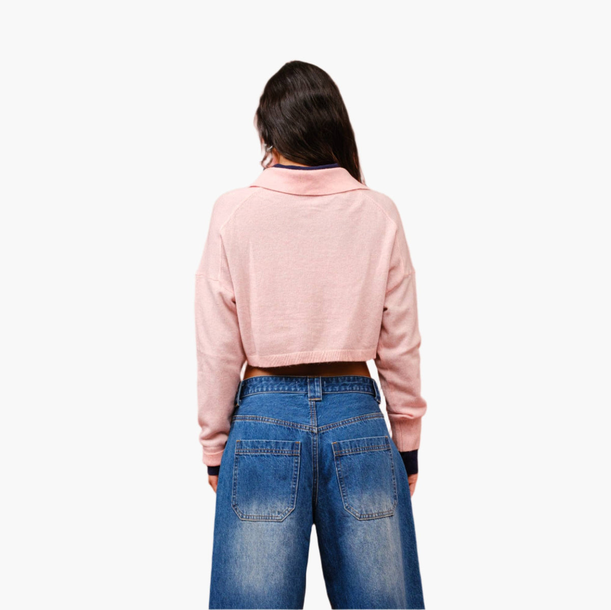 Pink Cashmere Cropped Polo