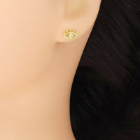 Gold & Cubic Zirconia Evil Eye Stud Earrings