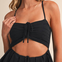 Linen Cutout Pintuck Bra Top