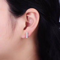 Silver Marquise Stud with CZ Stones