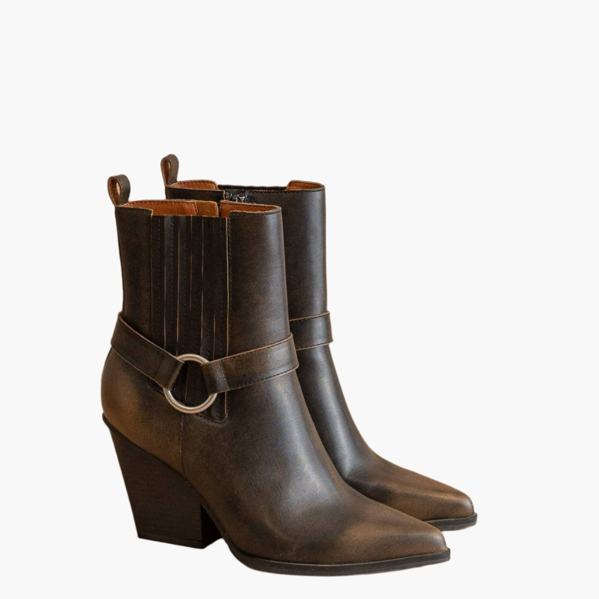 The Carson | Brown Distressed Leather Bootie