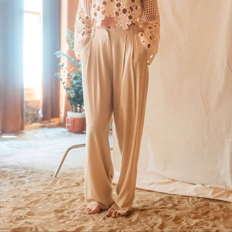 Staple Linen Rayon Blend Elevated Basic Trousers