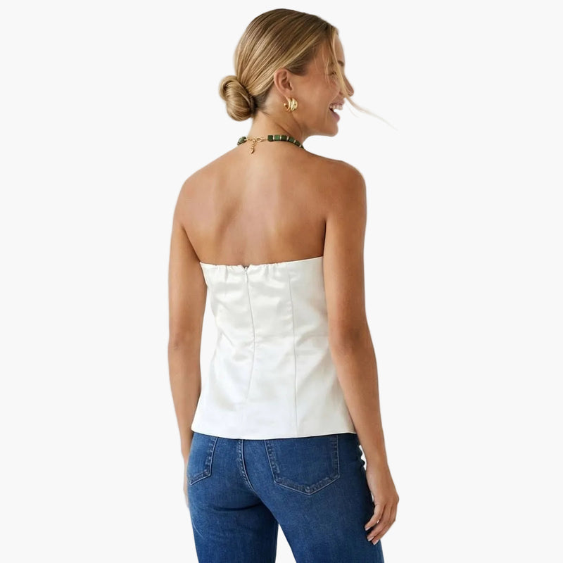 Tailored Long Satin Tube Top