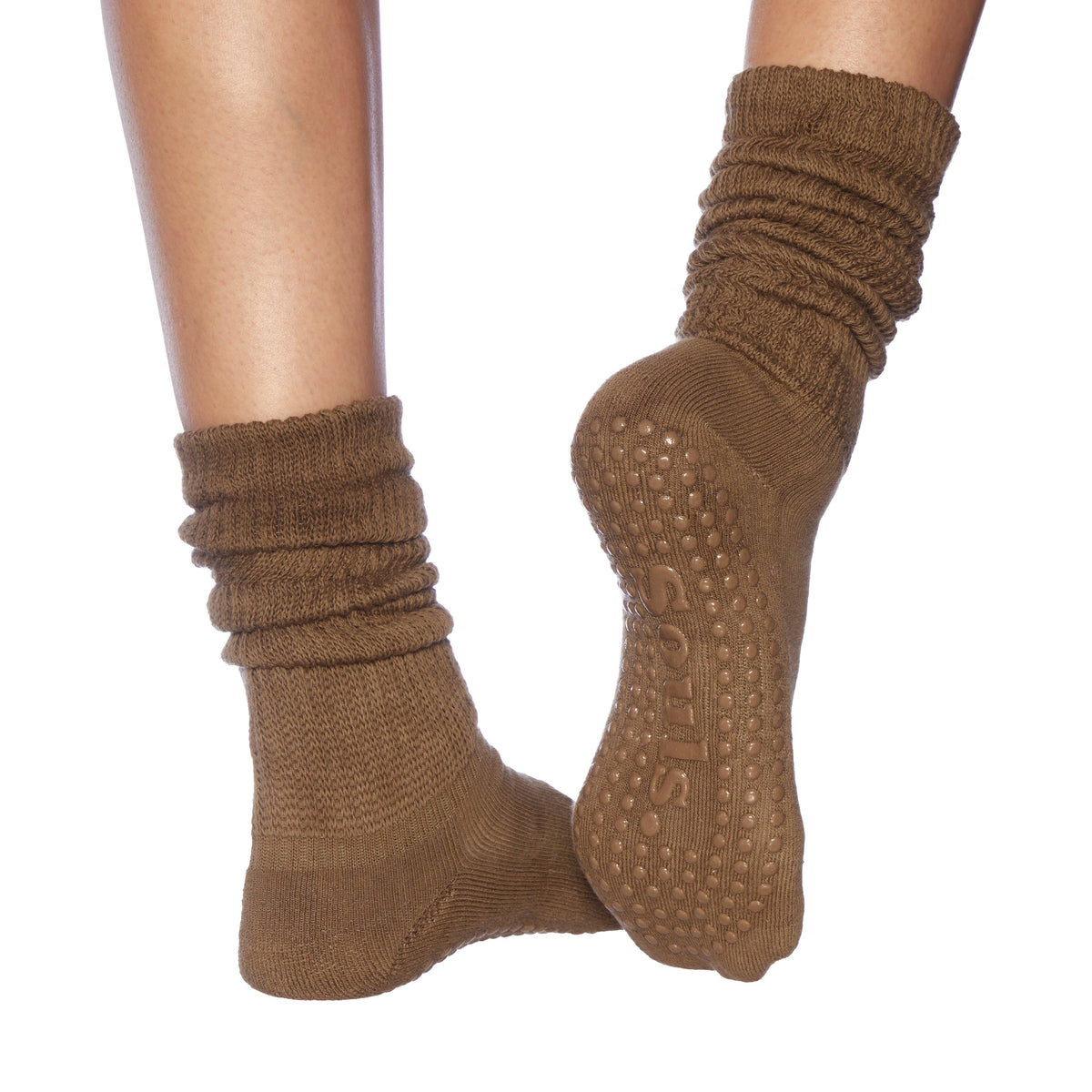 Olive Scrunch Grip Socks