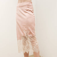 Satin and Lace Midi Skirt