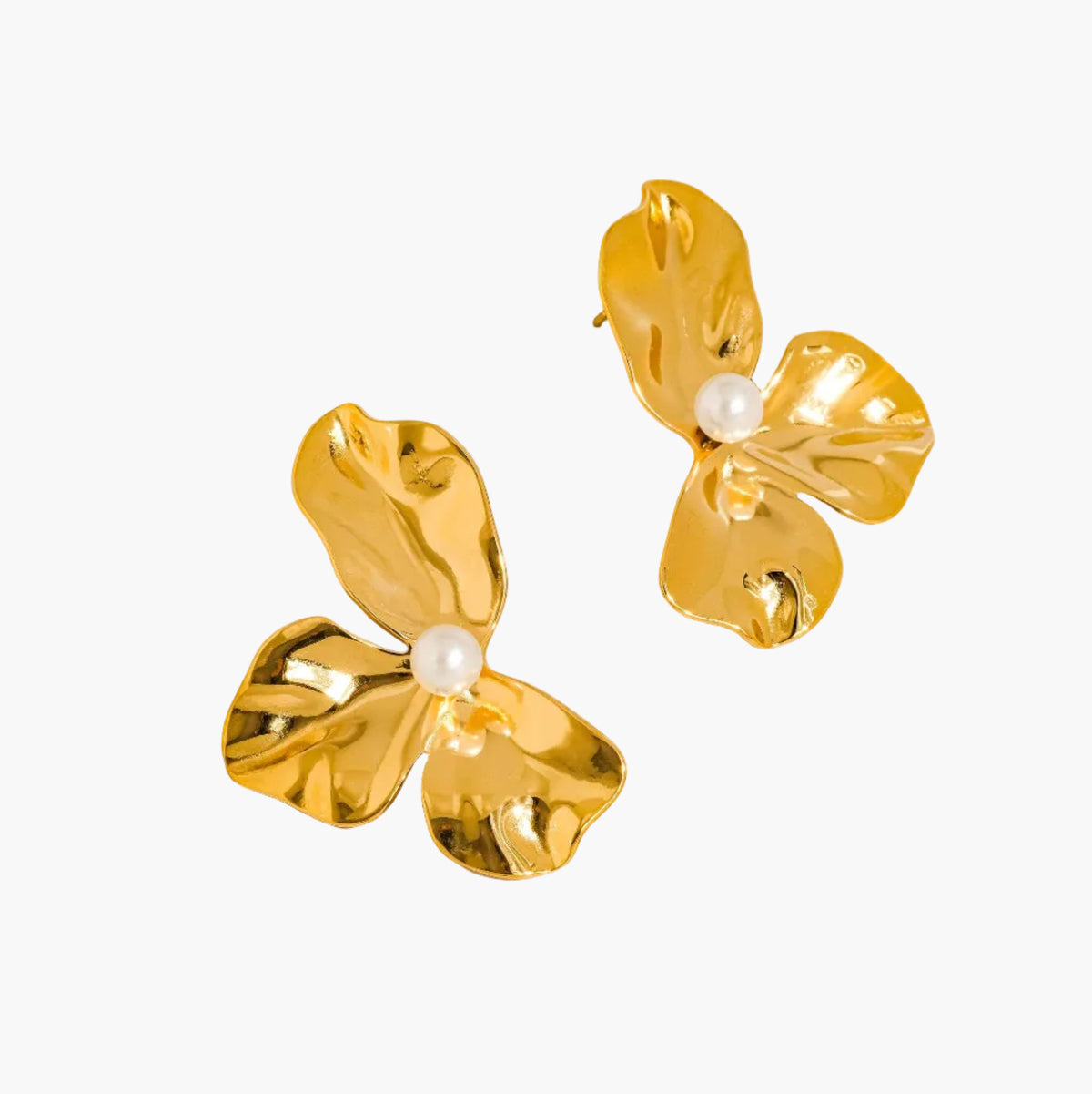 Vintessa 18K Gold Non-Tarnish Flower Shell Pearl Earrings