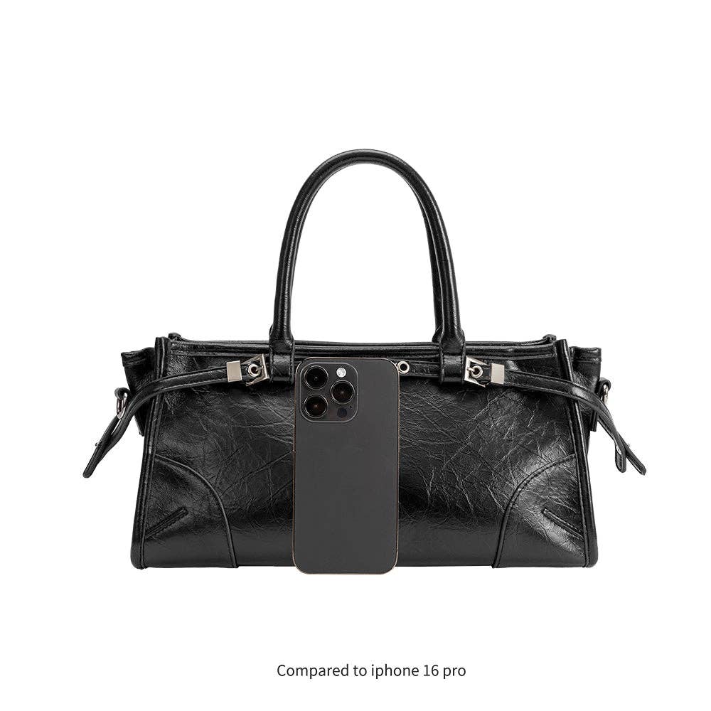 Melie Bianco Rhonda Black Vegan Top Handle Bag