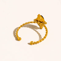 Dorisse 18K Gold Plated Non-Tarnish Brown Gemstone Adjustable Ring