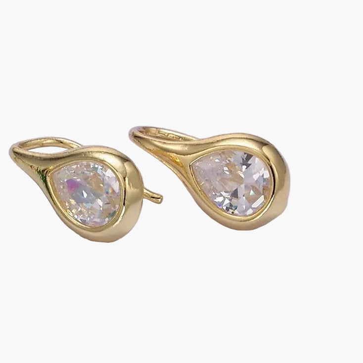 14K Gold Filled CZ Teardrop French Hook Earring