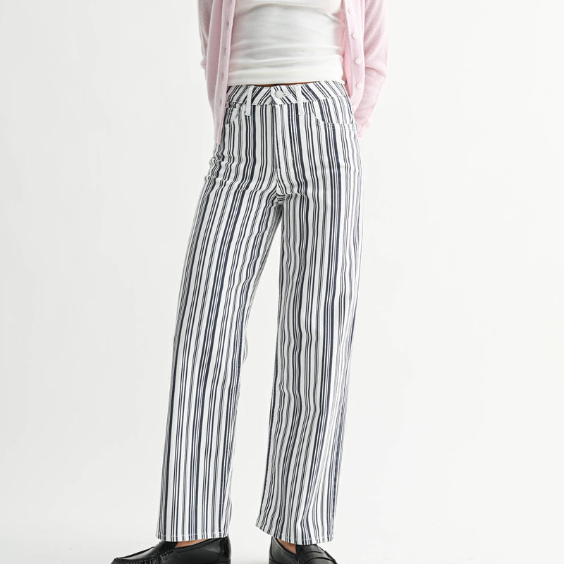 Stripe High Rise Vintage Straight Jeans