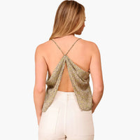 Ariana Cowl Neck Open Back Satin Top