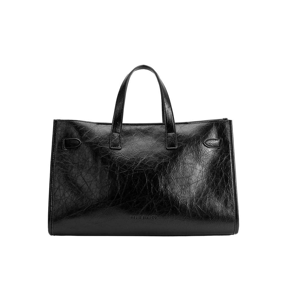 Melie Bianco Sutton Black Vegan Leather Tote Bag