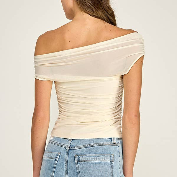 Ivory Sheer Off Shoulder Top