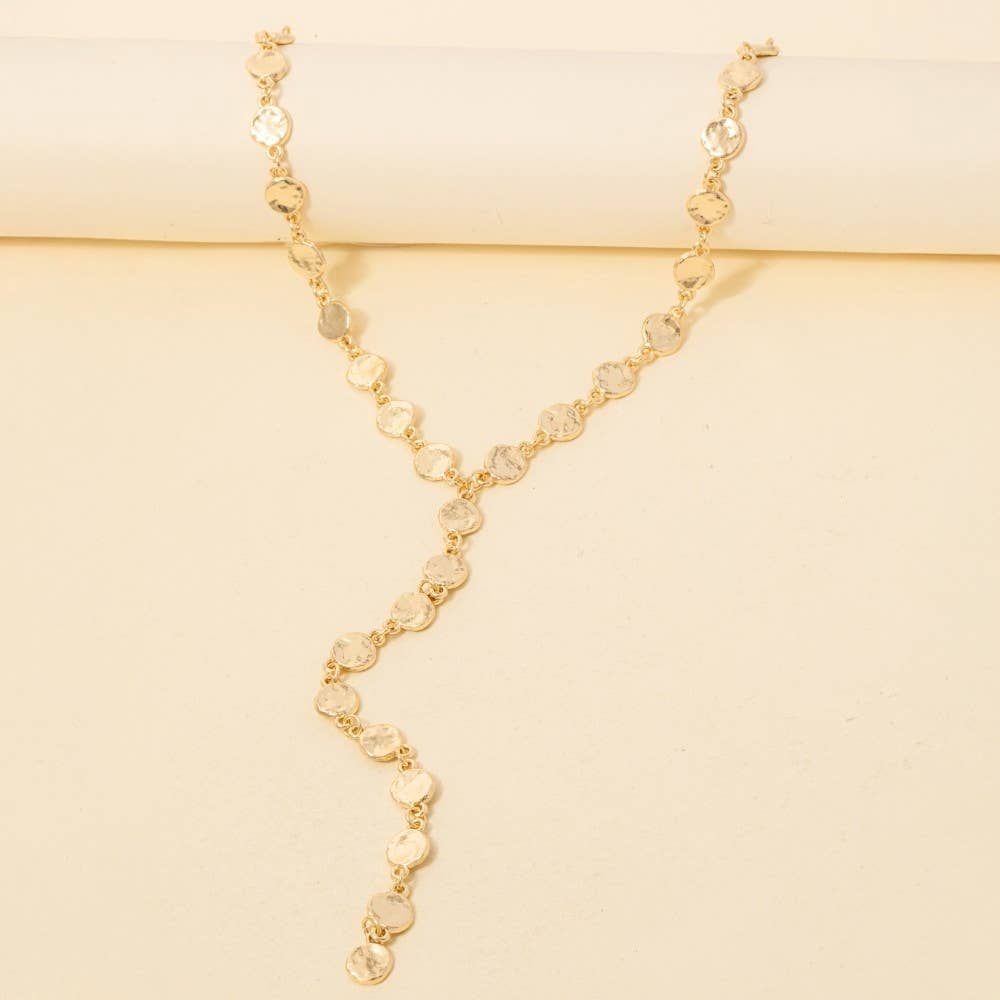 Gold Metallic Coins Long Chain Necklace