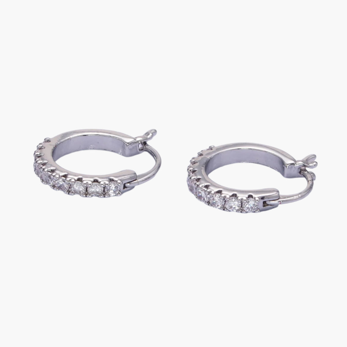 White Gold Filled Micro Paved CZ Latch Earrings