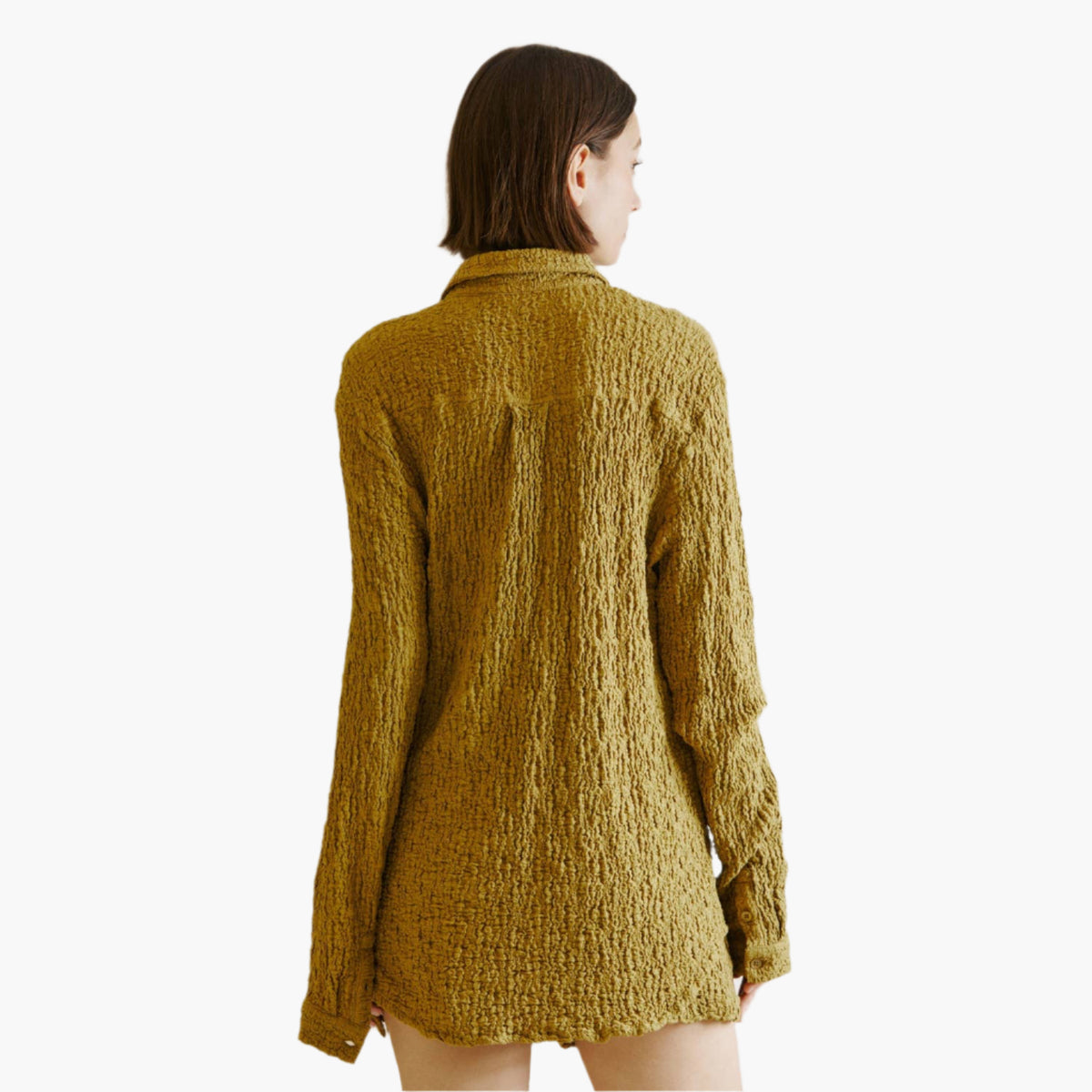 Monochromatic Scrunched Long Sleeve Blouse