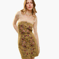 Western Floral Embroidered Denim Dress