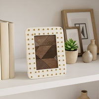 Ivory/Gold Resin Brass Dot Picture Frame - 4x6 in.