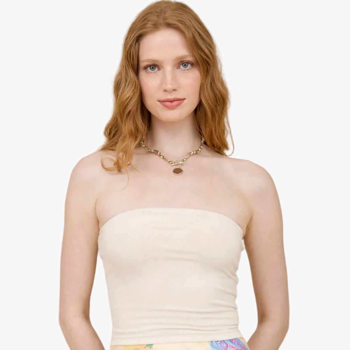 Off White Seamless Strapless Knit Top