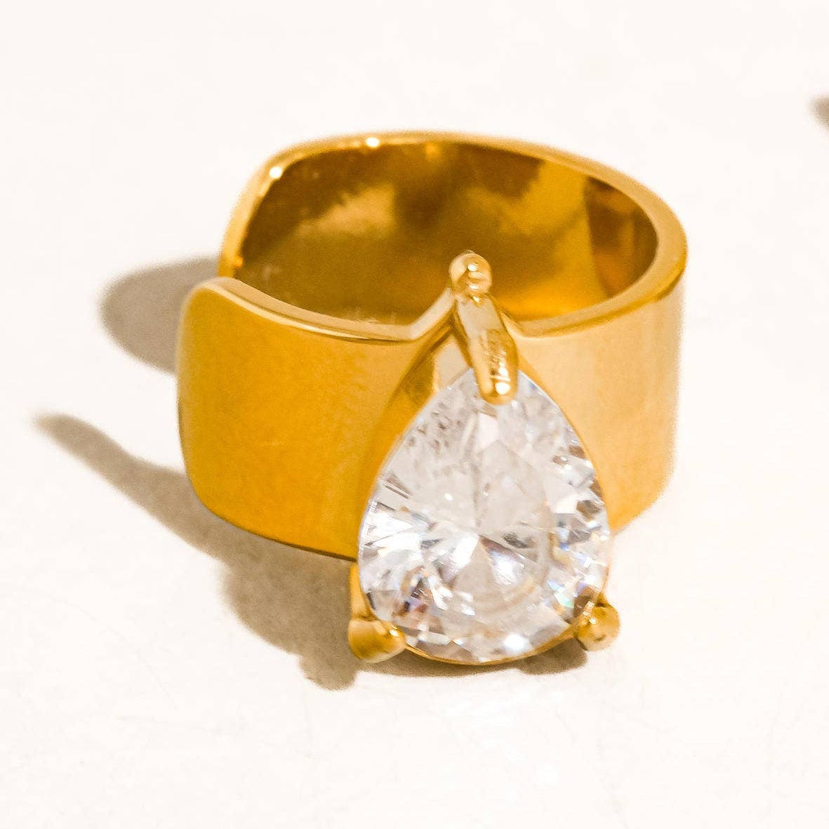 Jessenia 18K Gold Plated Non-Tarnish Pear Crystal Cuff