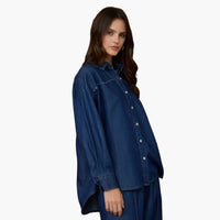 Collared Button Down Stud Detail Denim Shirt