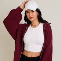 Burgundy Oversized Zip Up Sweater