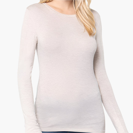 Long Sleeve Crew Neck Top Rayon Spandex Jersey Top