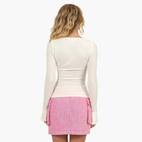 Cream Boat Neck Long Sleeve Top