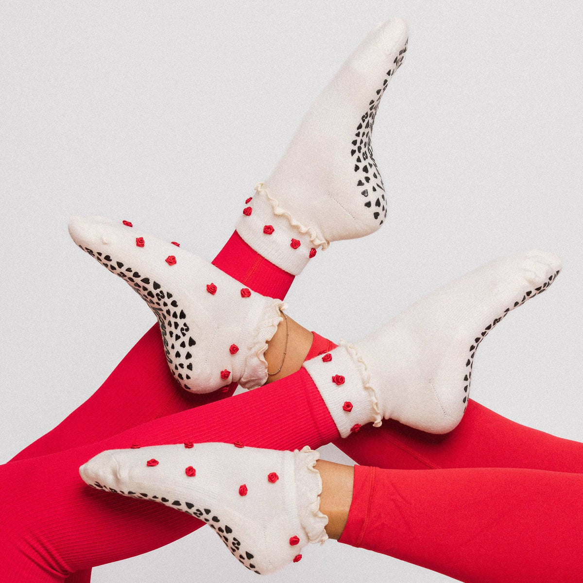 The Kennedy Rose Ruffle Crew Grip Sock