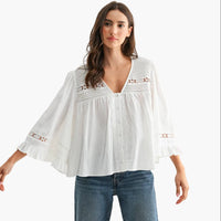 White Cotton Blouse with Lace